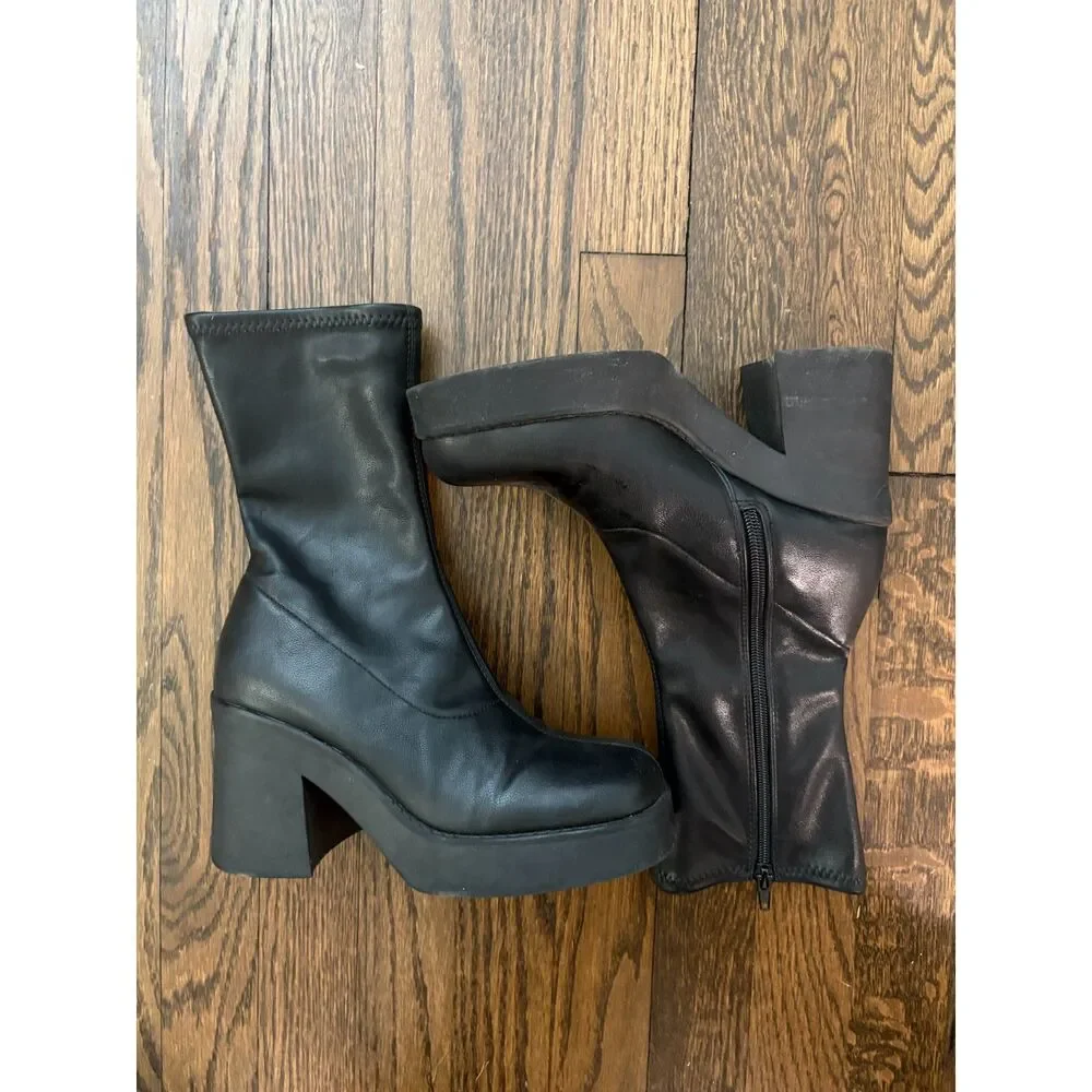 Steve Madden Klayton Boots in Black Vegan Leather - Size 6.5 US (Orig. $130)